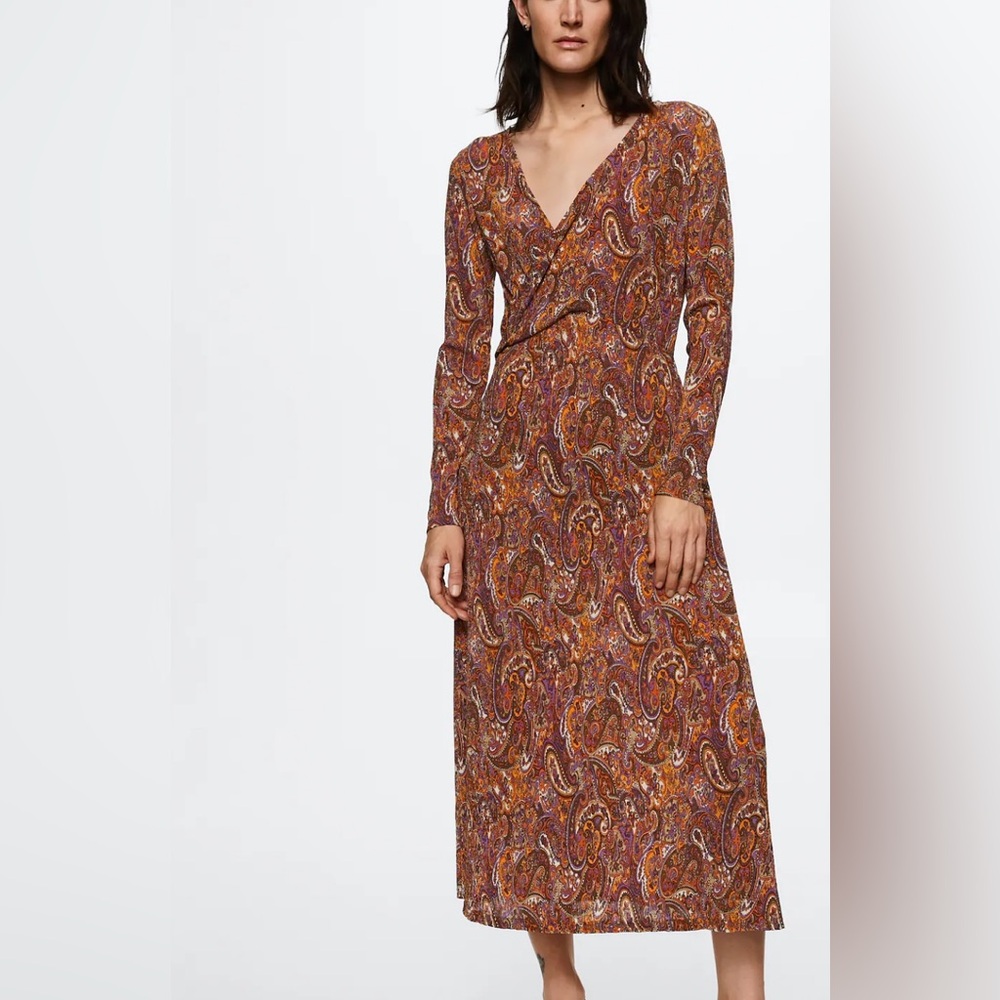 Mango Printed textured dress